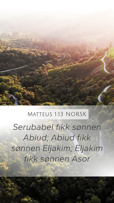 Matteus 1:13 NORSK Mobile Phone Wallpaper - Serubabel fikk sønnen Abiud; Abiud fikk sønnen - Mobile Bible Verse Wallpaper