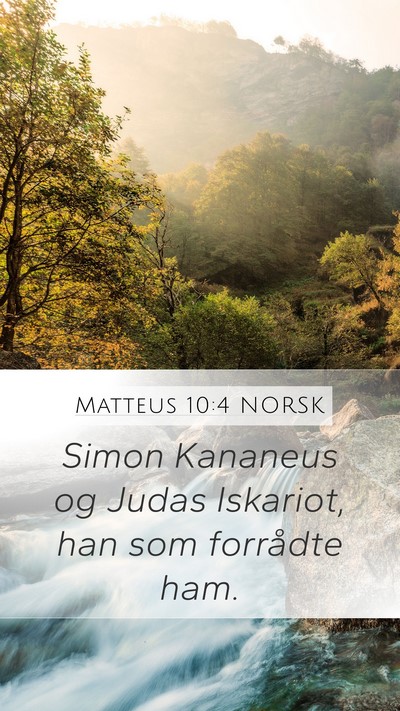 Matteus 10:4 NORSK Bible Verse Image