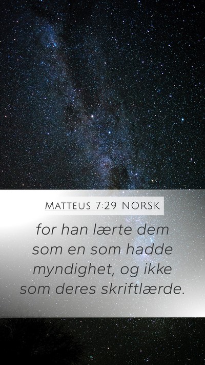 Matteus 7:29 NORSK Bible Verse Image