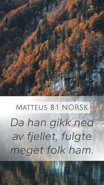 Matteus 8:1 NORSK Mobile Phone Wallpaper - Da han gikk ned av fjellet, fulgte meget folk - Mobile Bible Verse Wallpaper