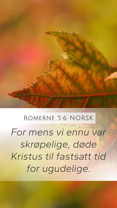 Romerne 5:6 NORSK Mobile Phone Wallpaper - For mens vi ennu var skrøpelige, døde Kristus - Mobile Bible Verse Wallpaper