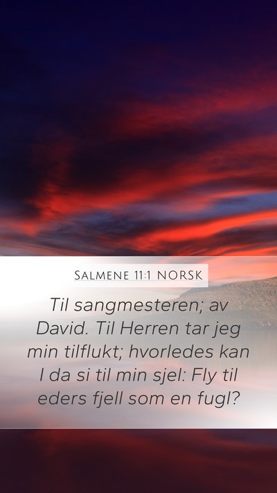 Salmene 11:1 NORSK Mobile Phone Wallpaper - Til sangmesteren; av David. Til Herren tar jeg - Mobile Bible Verse Wallpaper