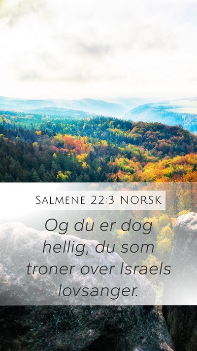 Salmene 22:3 NORSK Mobile Phone Wallpaper - Og du er dog hellig, du som troner over Israels - Mobile Bible Verse Wallpaper