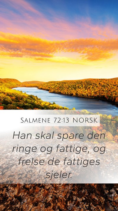 Salmene 72:13 NORSK Mobile Phone Wallpaper - Han skal spare den ringe og fattige, og frelse de - Mobile Bible Verse Wallpaper