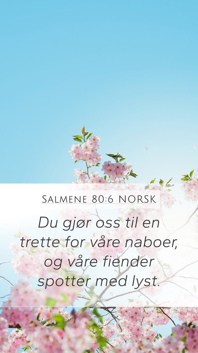 Salmene 80:6 NORSK Mobile Phone Wallpaper - Du gjør oss til en trette for våre naboer, og - Mobile Bible Verse Wallpaper