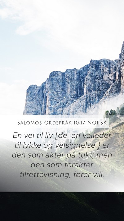 Salomos Ordspråk 10:17 NORSK Bible Verse Image