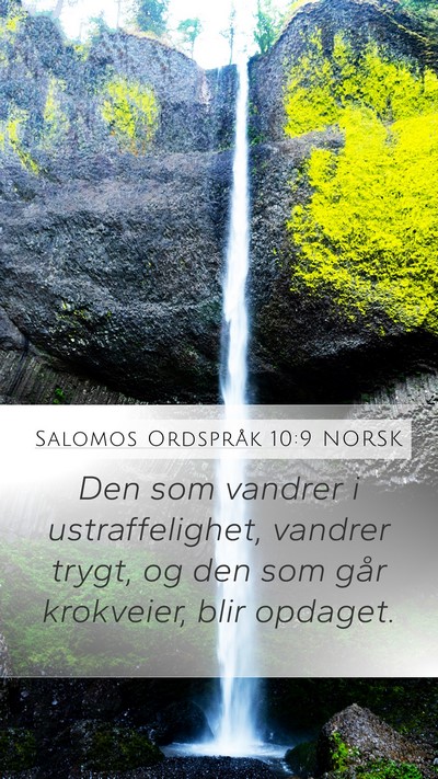 Salomos Ordspråk 10:9 NORSK Bible Verse Image