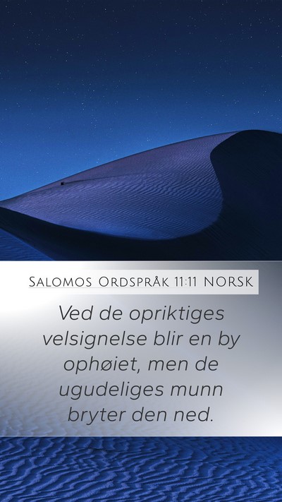 Salomos Ordspråk 11:11 NORSK Mobile Phone Wallpaper - Ved de opriktiges velsignelse blir en by - Mobile Bible Verse Wallpaper