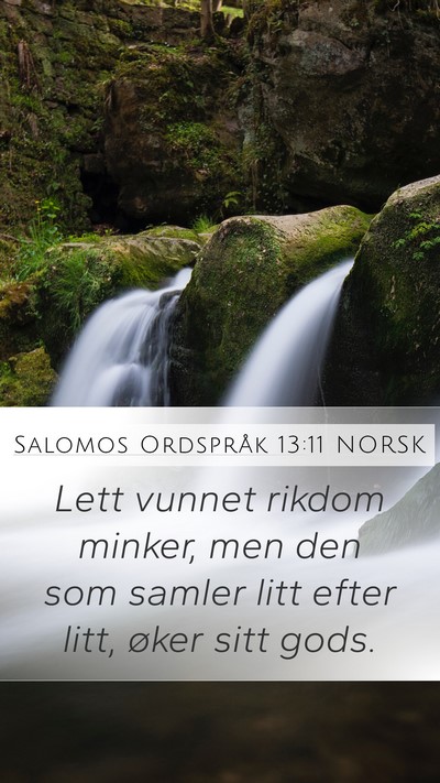 Salomos Ordspråk 13:11 NORSK Bible Verse Image