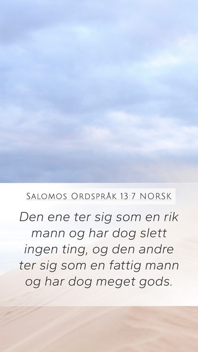 Salomos Ordspråk 13:7 NORSK Bible Verse Image
