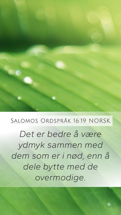 Salomos Ordspråk 16:19 NORSK Bible Verse Image
