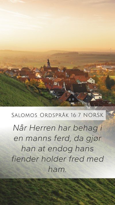 Salomos Ordspråk 16:7 NORSK Bible Verse Image