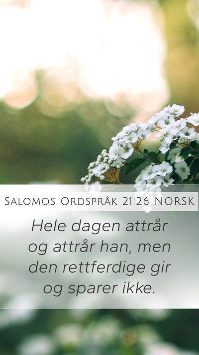 Salomos Ordspråk 21:26 NORSK Bible Verse Image
