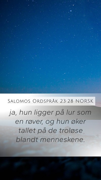Salomos Ordspråk 23:28 NORSK Mobile Phone Wallpaper - ja, hun ligger på lur som en røver, og hun - Mobile Bible Verse Wallpaper