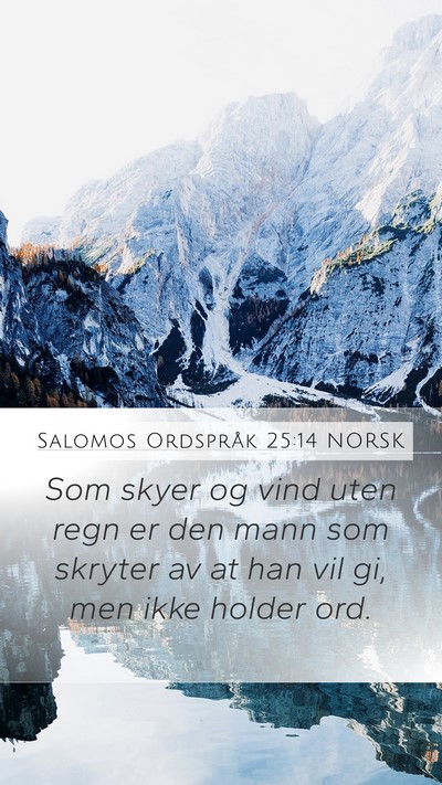 Salomos Ordspråk 25:14 NORSK Mobile Phone Wallpaper - Som skyer og vind uten regn er den mann som - Mobile Bible Verse Wallpaper