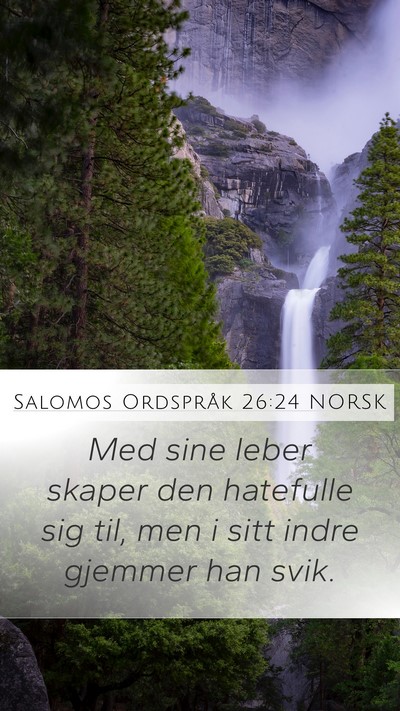 Salomos Ordspråk 26:24 NORSK Bible Verse Image