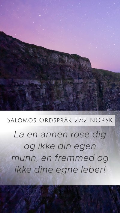 Salomos Ordspråk 27:2 NORSK Bible Verse Image