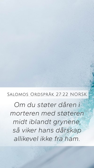 Salomos Ordspråk 27:22 NORSK Mobile Phone Wallpaper - Om du støter dåren i morteren med støteren - Mobile Bible Verse Wallpaper