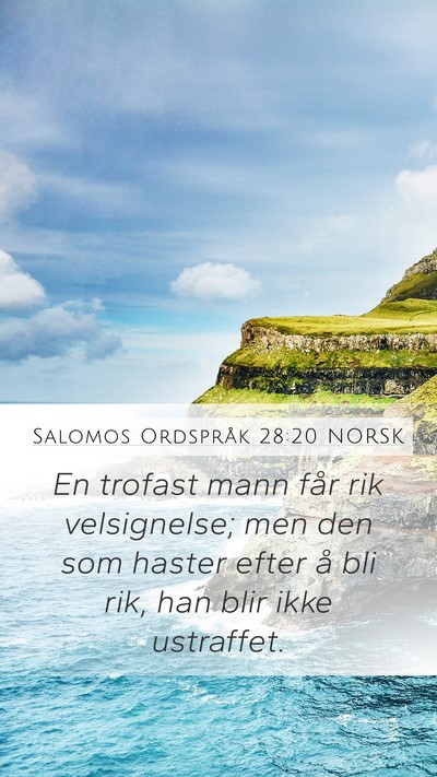 Salomos Ordspråk 28:20 NORSK Bible Verse Image