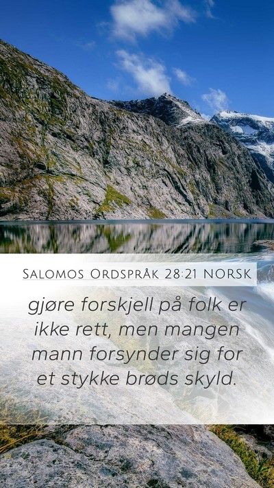 Salomos Ordspråk 28:21 NORSK Bible Verse Image