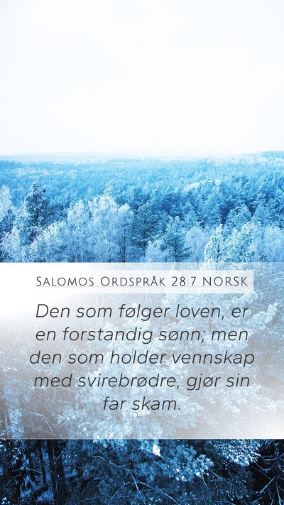 Salomos Ordspråk 28:7 NORSK Bible Verse Image
