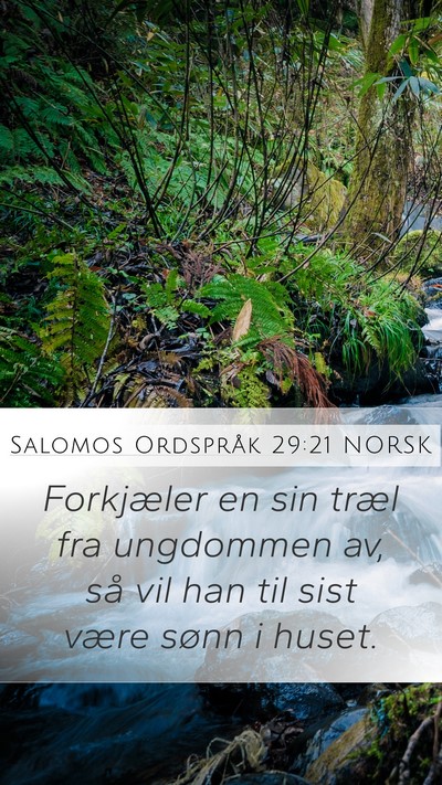 Salomos Ordspråk 29:21 NORSK Bible Verse Image