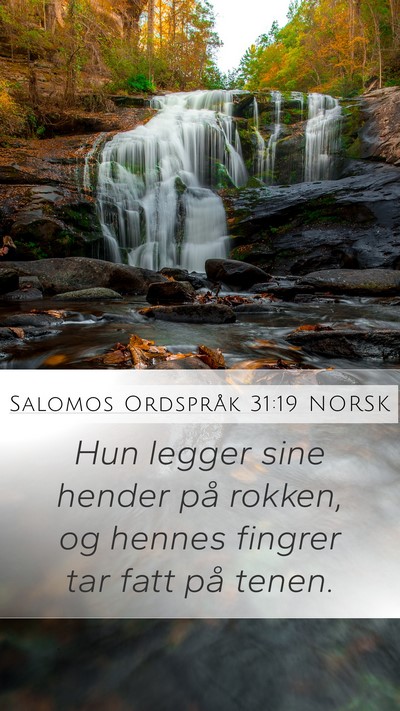 Salomos Ordspråk 31:19 NORSK Bible Verse Image