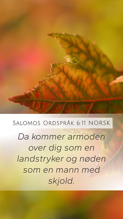 Salomos Ordspråk 6:11 NORSK Mobile Phone Wallpaper - Da kommer armoden over dig som en landstryker og - Mobile Bible Verse Wallpaper