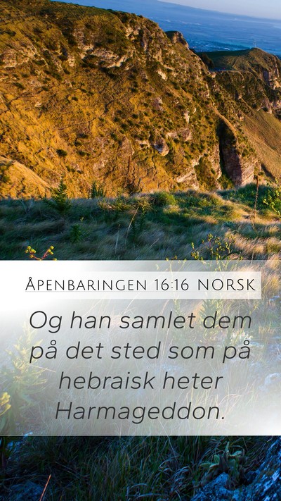 Åpenbaringen 16:16 NORSK Bible Verse Image