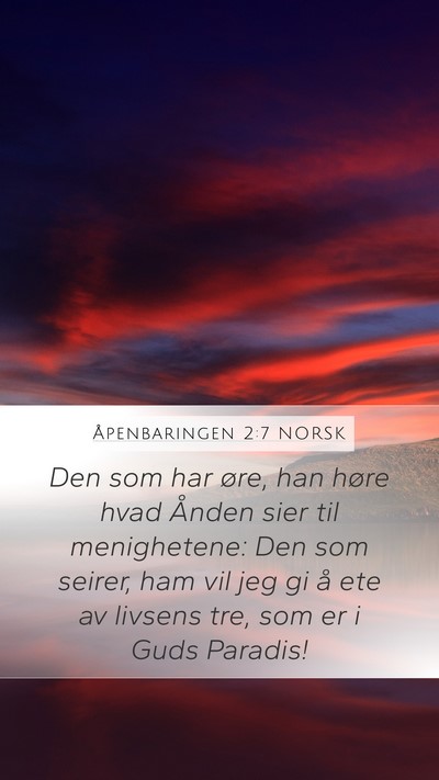 Åpenbaringen 2:7 NORSK Bible Verse Image