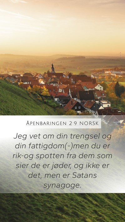 Åpenbaringen 2:9 NORSK Bible Verse Image